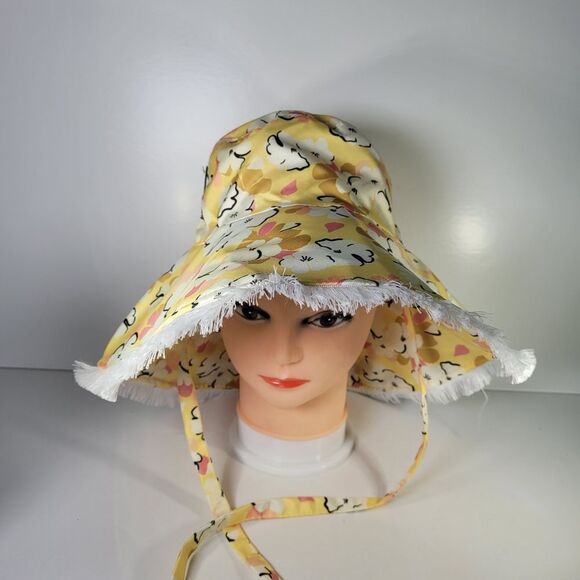Nordstrom BP Oversized Floppy Bucket Sun Hat Yellow Floral - Picture 1 of 4